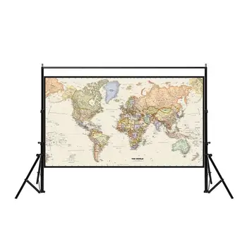 Stor världskarta Mercator Projektion Detaljerad Karta över Större Städer I Varje Land 150x100cm Non-woven Affischer och Utskrifter för Gåva