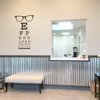 Stora Glas Öga Diagram Optiska Fönstret Väggdekaler Ögat Läkare Optiker Hipster-Glasögon Specifikationer Ramar Glas Vägg Dekal I Vinyl