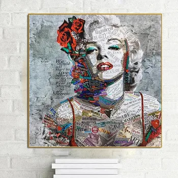 Street Art Tavla Marilyn Monroe Tidningen Duk Art Prints och Posters till Vardagsrummet Moderna Bilder