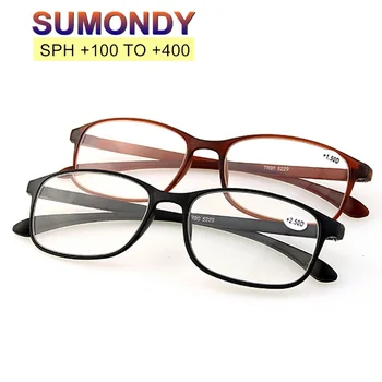 SUMONDY Ultralätta TR90 läsglasögon SPH +100 +400 Män Kvinnor Svart Brun Full Frame Presbyopi Översynthet Glasögon G405