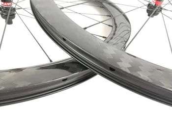 Super Lätta Vägen disk broms 42 mm slanglösa carbon hjul 42mm x 25 mm Center Lock disc hubbar offset cykel hjulpar Asymmetrisk