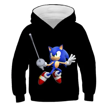 Super Sonic The Hedgehog Hoodies Barnen Sweatshirts Pojkar Tröja 3D Färgglada Cosplay Dräkt för Barn Flickor Outfits