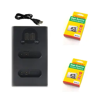 SV-EL23 ENEL23 EL23 Motsvarande Kamera Batteri+Dubbel USB-Laddare för Nikon COOLPIX P600, P610, B700, P900, och S810c Kameror