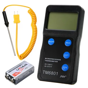 Svart Hög Temperatur Termometer Pyrometer Digital Typ K Termometer Bärbara Temperatur Tester med Sond