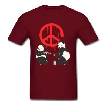 Swag Pandalism Banksy Tecken på Fred Tshirt Panda Tryckt Män T-Skjorta Rabatt Sommaren/Hösten Toppar Tyg i Bomull t-Shirt
