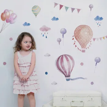 Söt Luftballong väggdekorationer för Förskolan barnens rum Sovrum Vägg Dekor Miljövänliga Vinyl Dekaler Kreativa heminredning