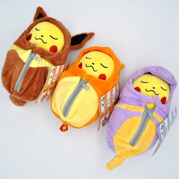 Söt pikachued sovsäck cos Charizard Ekans Eevee Pokemoned Plysch Leksaker kreativa Klo-maskin uppstoppad docka för Barn gift
