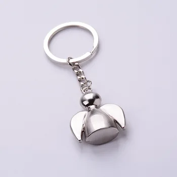 Söt silver färg rostfritt stål metall angel nyckelring för docka Nyckelring för bil-auto-bag charm hänge män kvinnor gåva