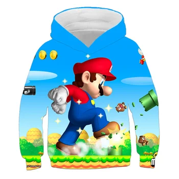 Söt Super Mario Hoodies Pojkar Coat Barn Kläder 4 Till 14 Ys Barn Hood Tröjor Sonic Hoodies Tröja Pojkar Flicka Maskerade Mario
