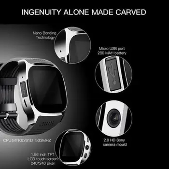 T8 Vattentät Sport Att Utöva Bluetooth Kamera Stegräknare Armband Smart Klocka Blodtryck Titta På Smart Armband