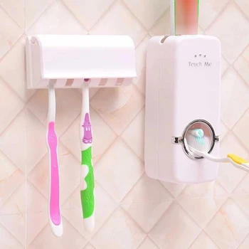 Tandborsthållare AutomaticToothpaste Dispenser Hållare Badrum Tillbehör Set Tandborste Hållare För Väggmontering Rack Lagring Rack