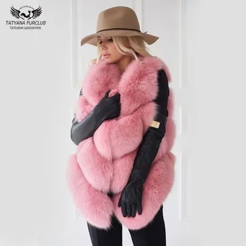 Tatyana Furclub Flicka Fur Vest Riktig Naturlig Fox Fur Vest Päls Riktiga Kvinnor Jacka Verkliga Fox Fur Jacket Mode Flicka Varm Päls