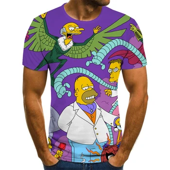 Tecknad 3D-Utskrifter Simpson Streetwear Män och Kvinnor T-shirt Harajuku T-shirt Kläder Rund Hals Design Tonåring T-shirt