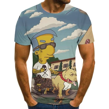 Tecknad 3D-Utskrifter Simpson Streetwear Män och Kvinnor T-shirt Harajuku T-shirt Kläder Rund Hals Design Tonåring T-shirt