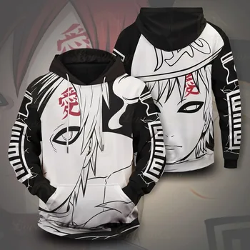 Tecknad Naruto Gaara 3D-Print Jacket Män/Kvinnor Hiphop Hoodies Långa Ärmar Casual Anime Tröja Japansk Streetwear