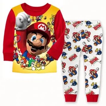 Tecknade Barn Barn Pojkar Super Mario Sleepwear Nattkläder Pyjamas Set barnkläder 1-7Y