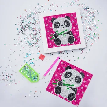 Tecknade Djur Söt Panda Diamond Målning Kit för barn Barn Sovrum Inredning 5D Korsstygn Broderi på Väggen Hängde Bild