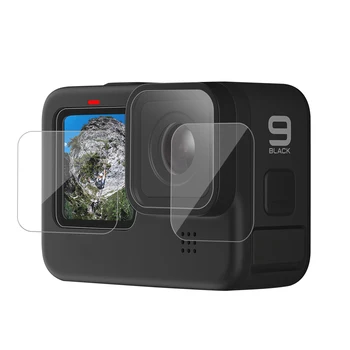 TELESIN 3st Härdat Glas skärmskydd Objektiv Film 6st HD Protector Film för GoPro Hero 9 Svart Action Kamera Tillbehör