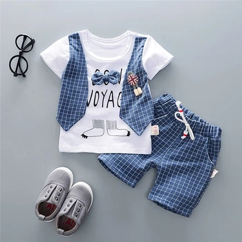 TELOTUNY pojkar kläder för Barn, Baby Boys Gentleman Båge T-shirt, Toppar, Shorts, Byxor Kläder Kläder Satt Mjuk hand känsla 0117