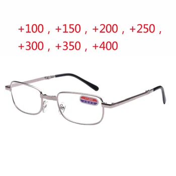 TinffGan Metall fällbara Glas linser, läsglasögon Praktiskt blixtlås väska Män Kvinnor äldre Glasögon +100 +1.5 +2.0 +2.5 +3.0