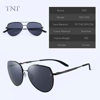 TNT 2020 Mode av Högsta Kvalitet Classic Pilot Stil Screwfree Solglasögon Män Nit Varumärke Design Solen Glasögon UV400 Oculos De Sol