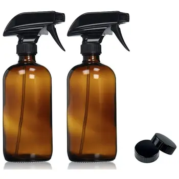 Tom Bärnsten Glas Spray Flaskor med Etiketter (2-Pack) - Påfyllningsbara Behållare för Eteriska Oljor, Rengöringsmedel, eller Aromathera