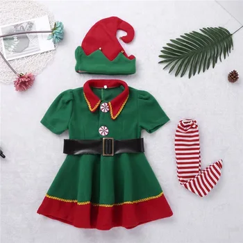 Tomte dräkt för barn/vuxen Christmas Santa Claus Kostym Familjen Green-Elf Cosplay Kostymer för Karneval Leveranser Weihnachtself