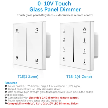 Touch Panel 0-10V LED Dimmer 85-265VAC Hög inspänning kopplingsström Touch Panel Wall Mount 0-10V Utsignal