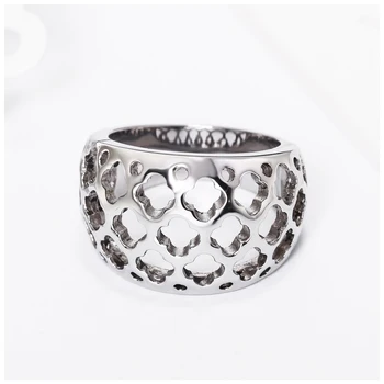 Trendiga blomma Hål design ring i Rostfritt Stål smycken dagligen bära smycken hög polering uttalande finger ringar för kvinnor