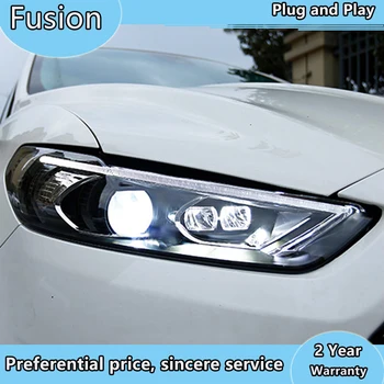 Trimma bilar Pannlampa För Ford Mondeo Fusion 2013-2016-Strålkastare, LED-VARSELLJUS varselljus Bi-Xenon Halvljus dimbakljus angel eyes