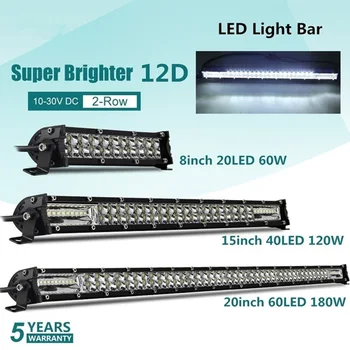 Truejo Super Bright LED Light Bar 12D 8-20 tums Offroad Combo Led Bar för Lada Lastbil 4x4 SUV ATV Niva 12V 24V Automatisk Körning Ljus