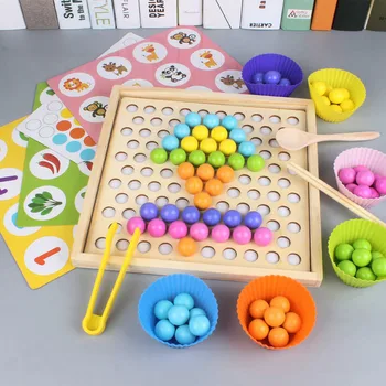Trä Leksak Montessori Minne Schack Klipp Pärla Spelet Baby Förskolebarn Lära Sig Grundläggande Färdigheter För Tidigt Lärande Pedagogisk Leksak
