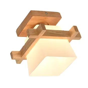 Trä-Wall Light Taklampa Japansk Stil, Moderna E27 Professionell Vägglampa Heminredning Till Sovrum Och Vardagsrum Utan Glödlampa