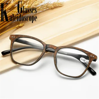 Träfibrerna Vintage Läsglasögon Kvinnor Män Mode Ultralätta Presbyopi Glasögon Manliga Feamle Översynthet Diopter + 1.5 2.5 3.5