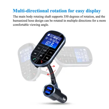 Trådlös HandsFree Bluetooth FM-Sändare + AUX-Modulator bilmonteringssatsen MP3-Spelare TF SD-LCD-Skärm Dual USB Car Charger