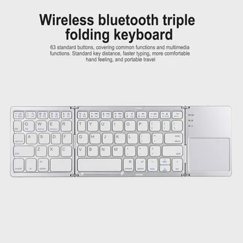 Trådlöst Bluetooth-Tangentbord Trippel Fällbara 2.4 G ultratunna Bärbara Tangentbord För Tablet Bärbara datorer Gaming Systems Telefon Universal