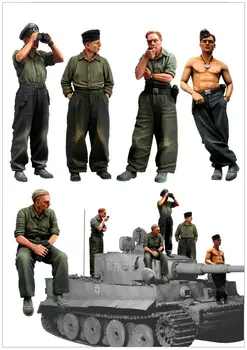 [tuskmodel] 1 35 skala harts modell siffror kit WW2 stor uppsättning tyska panzer crew