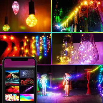 Tuya Glimten Smart LED-Lampor wi-fi trådlöst Lan Dreamcolor Fairy Ljus USB-Strip 10m 100LED RGB RGBIC String Lättare Arbete Alexa Music Sync
