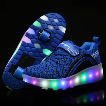 Två Hjul Lysande Sneakers 2020 Led-Ljus Roller Skate Skor för Barn Barn Led Skor Pojkar Flickor Skor lyser Upp Unisex