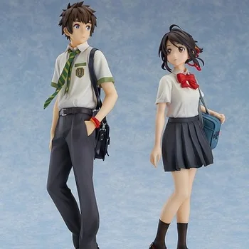 Två uppsättningar Ditt Namn Figur Taki Tachibana och Mitsuha Miyamizu Action Figur Samlarobjekt Modell Leksaker som Dockor Eller Kärlek