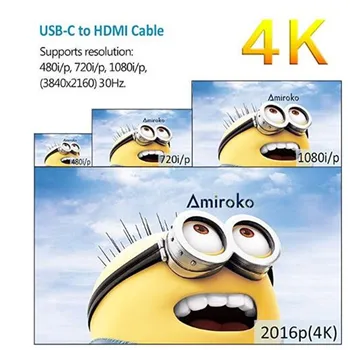Typ c-till-hdmi-adapter 4k 30 hz USB-3.1-till-HDMI-Adapter Hane till Hane Converter för PC-Dator med TV-Skärm svart Silver