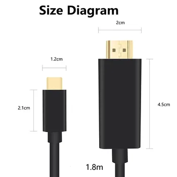 Typ c-till-hdmi-adapter 4k 30 hz USB-3.1-till-HDMI-Adapter Hane till Hane Converter för PC-Dator med TV-Skärm svart Silver