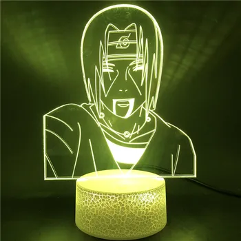 Uchiha Itachi Anime Naruto 3D LED Färgstarka Touch-och Utflyktsdisk Nattlampa Smart Phone Kontroll Lampa Barn Party House Dekoration