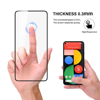 Ultra Tunn Klar Silikon Mobiltelefon Fallet För Google Pixel 5 i Mjukt TPU-material Transparent bakstycke med Härdat Glas skärmskydd