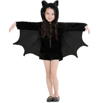 Umorden Purim Halloween-Fest Kostymer Familj Matchande Svart Bat Vampire Costume för Vuxna Barn Barn Bat Cosplay Jumpsuit