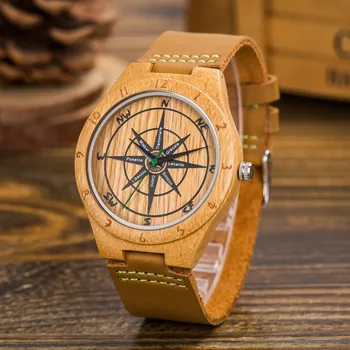 Unik Värld Karta för att Titta på Eller Mode Trä-Armbandsur Med Naturlig Trä-Bambu Klockor för Män Billiga Trä av Hög Kvalitet Klockor