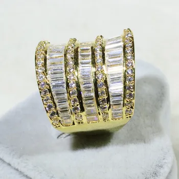 Unika Choucong Helt Nya Lyxiga Smycken Bred Ring i 925 Silver&Guld Fyller Prinsessan CZ Evighet Kvinnor Bröllop Band Ring Finger