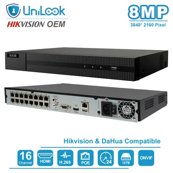 UniLoo 4K Utgång HK OEM-Serien 16CH POE NVR Network Video Recorder ONVIF-Kompatibel med Stöd för Upp Till 12TB HDD NVR216MH-M16