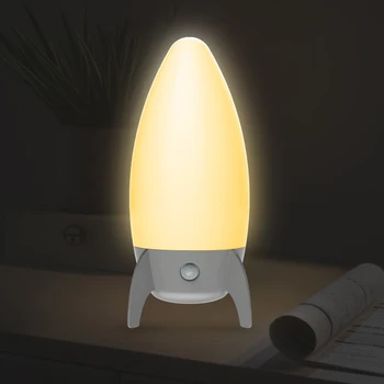 USB - /AAA-Batteri som Drivs Raket Lampa Färgglada Tecknade LED-nattlampa Baby Care lampa För Sovrum Dekoration Present till Barnen