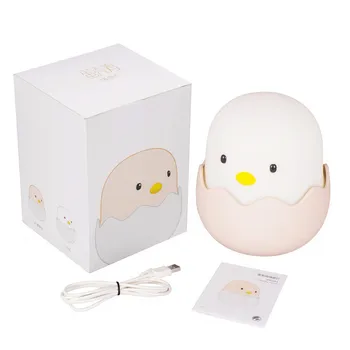 USB-LED-nattlampa Ägg Chick Formen Natt lampa Mjuk Tecknat Baby Nursery Sovrum Laddningsbara Lampa för Barn Födelsedagspresent